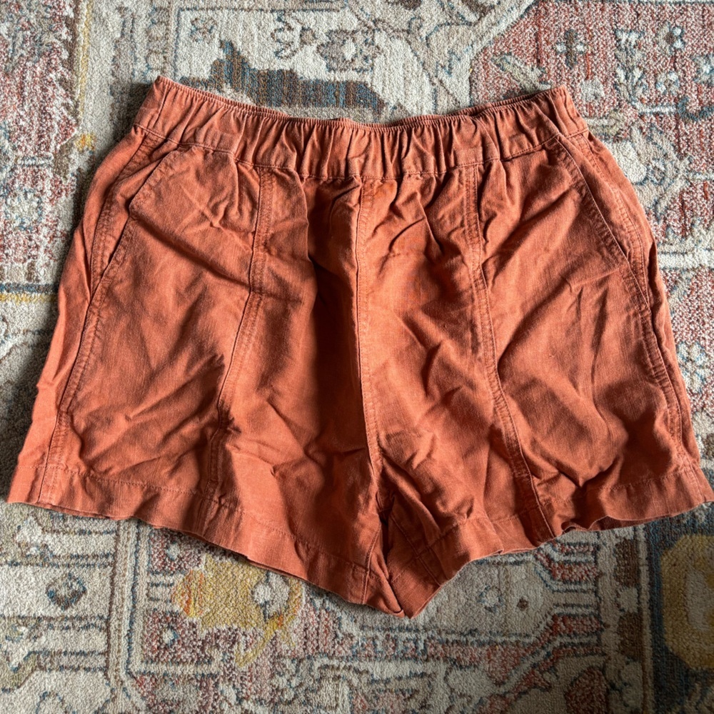 Madewell Linen-Blend Easy Pull-On Shorts Small Afterglow Red